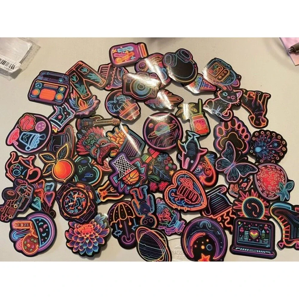 Neon Lights Stickers craft art Journal